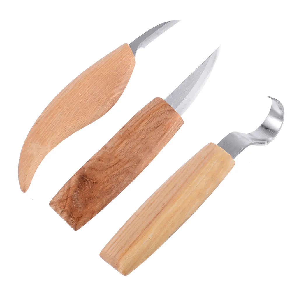 

3Pcs Heavy Duty Wood Carving Kit Razor Sharp High Carbon Steel Chisels Ergonomic Oak Handles Spoon Shaping Smoothing Wood Gouge