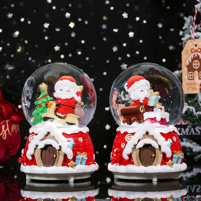 3D Santa Claus Sled Snowman Crystal Ball Music Box Colorful Lights Snow Princess Dream Birthday Party Valentine\'s Day Gift