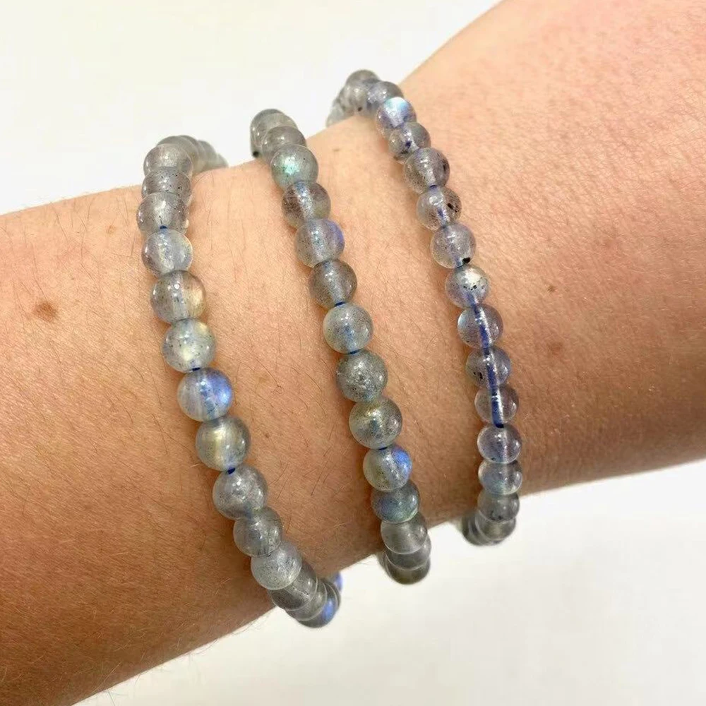 

MG2228 4 MM AAA Grade Labradorite Bracelet 3 Pieces Set High Quality Womens Strength Protection Healing Jewelry