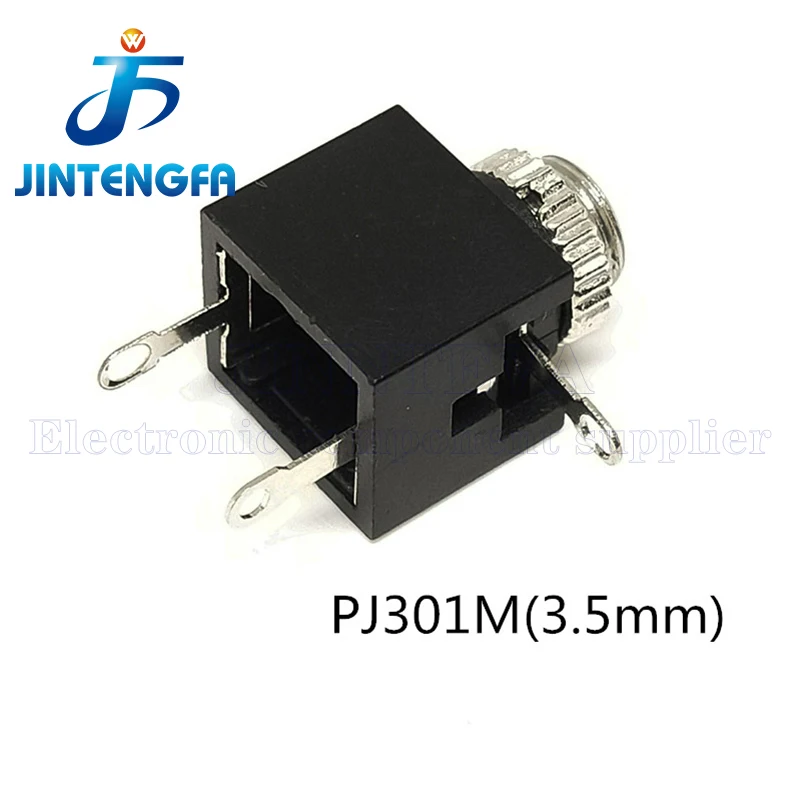 10PCS 2.5mm 3.5mm Female Audio Connector 3Pin DIP Headphone Jack Socket Mono Channel PJ-301M PJ-201M PJ301 PJ201 Black 50mA 30V