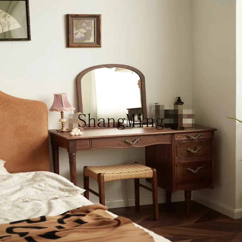 

ZYY solid wood retro dresser modern simple bedroom storage small apartment makeup table