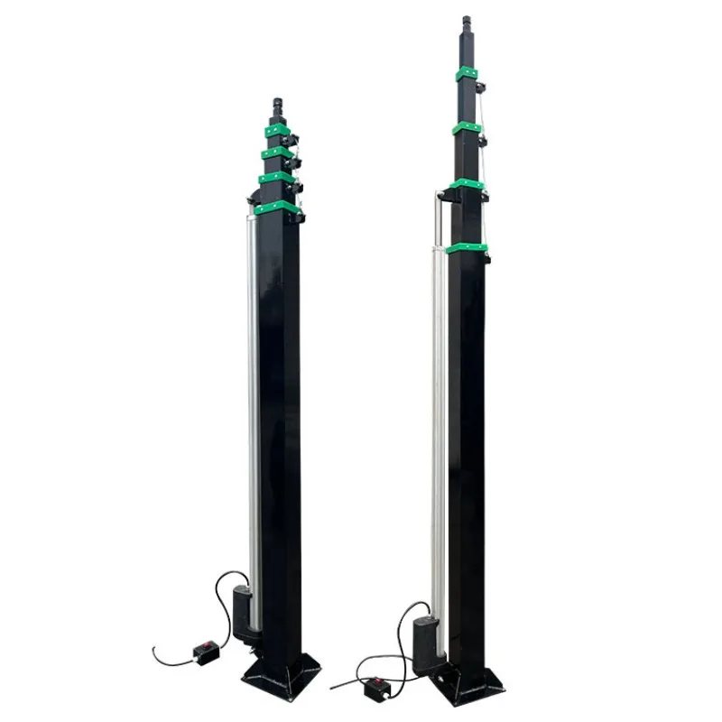 Electric lift hydraulic mast hand crank telescopic pole can monitor lighting pole