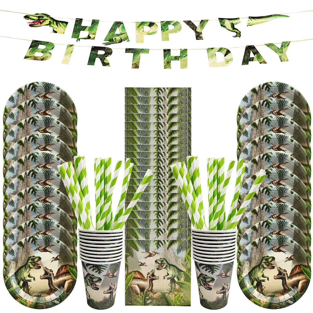 Dinosaurier Party Einweggeschirr Sets Kinder Dinosaurier Thema Geburtstag Party Dekoration Teller Tasse Dschungel Safari Baby Shower Party