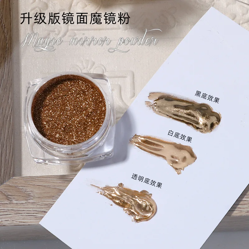1Jar unghie olografiche specchio in polvere oro/argento/oro Champagne Glitter per unghie Y2K polvere effetto specchio per viso/unghie/trucco occhi e