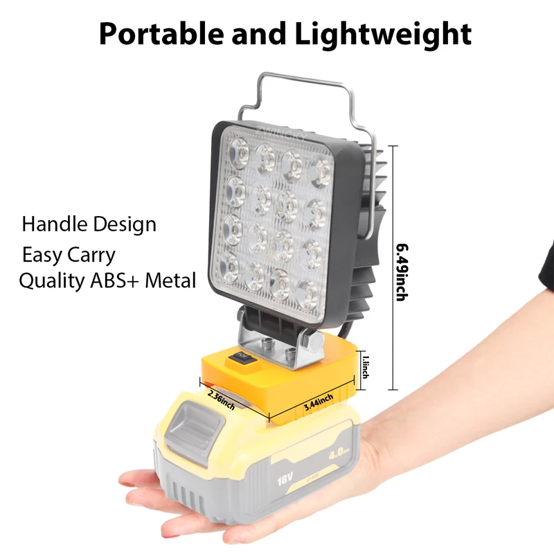 for Dewalt/Milwaukee 18V Li-ion Battery LED Lamp Work Light With USB Type-C Port Outdoor Lighting Camping Emergency Flood Light