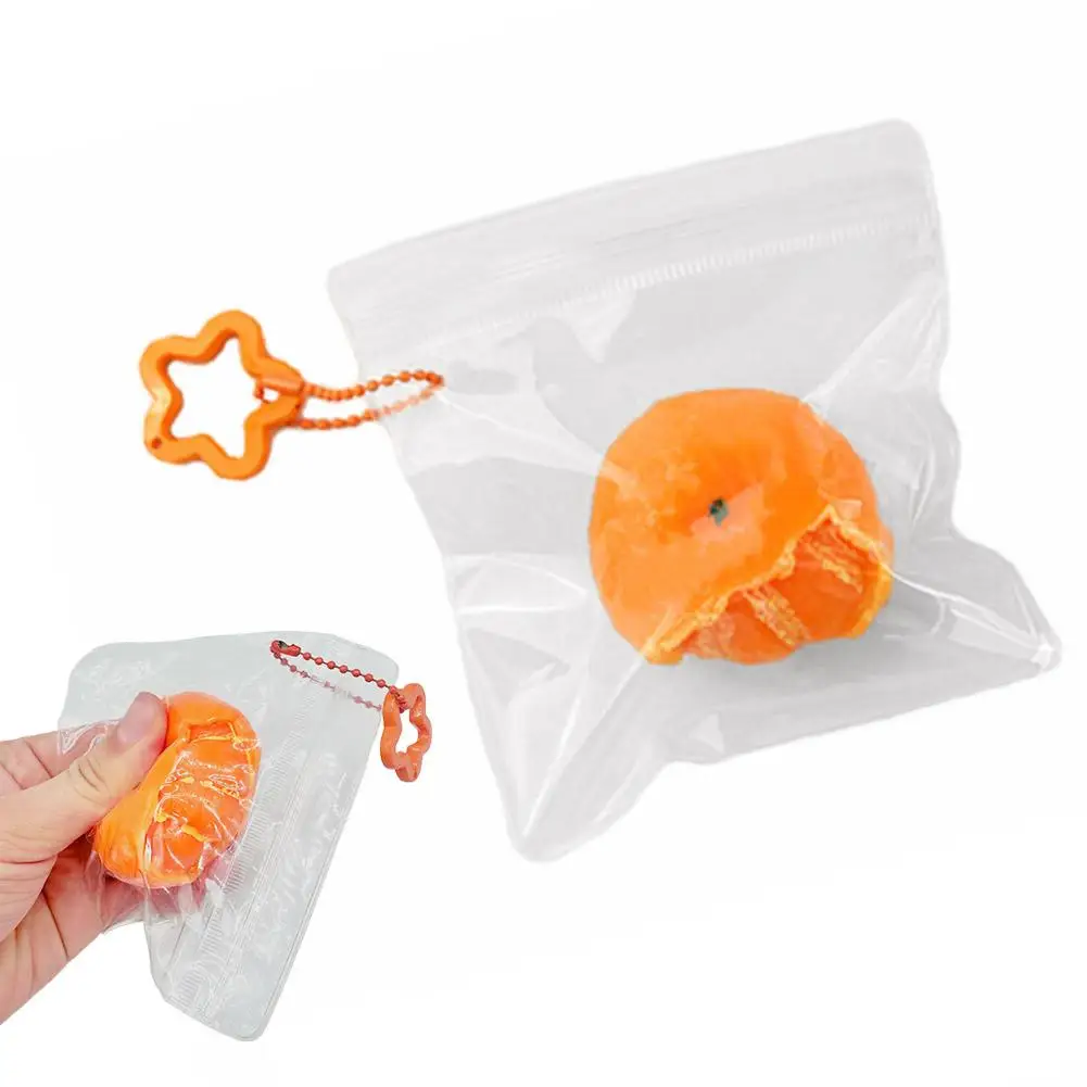 Orange Squeeze Toy Ball Super Soft Mud Stress Relief Fidget Sensory Toy Cute Peeled Orange Fruit Pinch Keychain Slow Rebound Toy