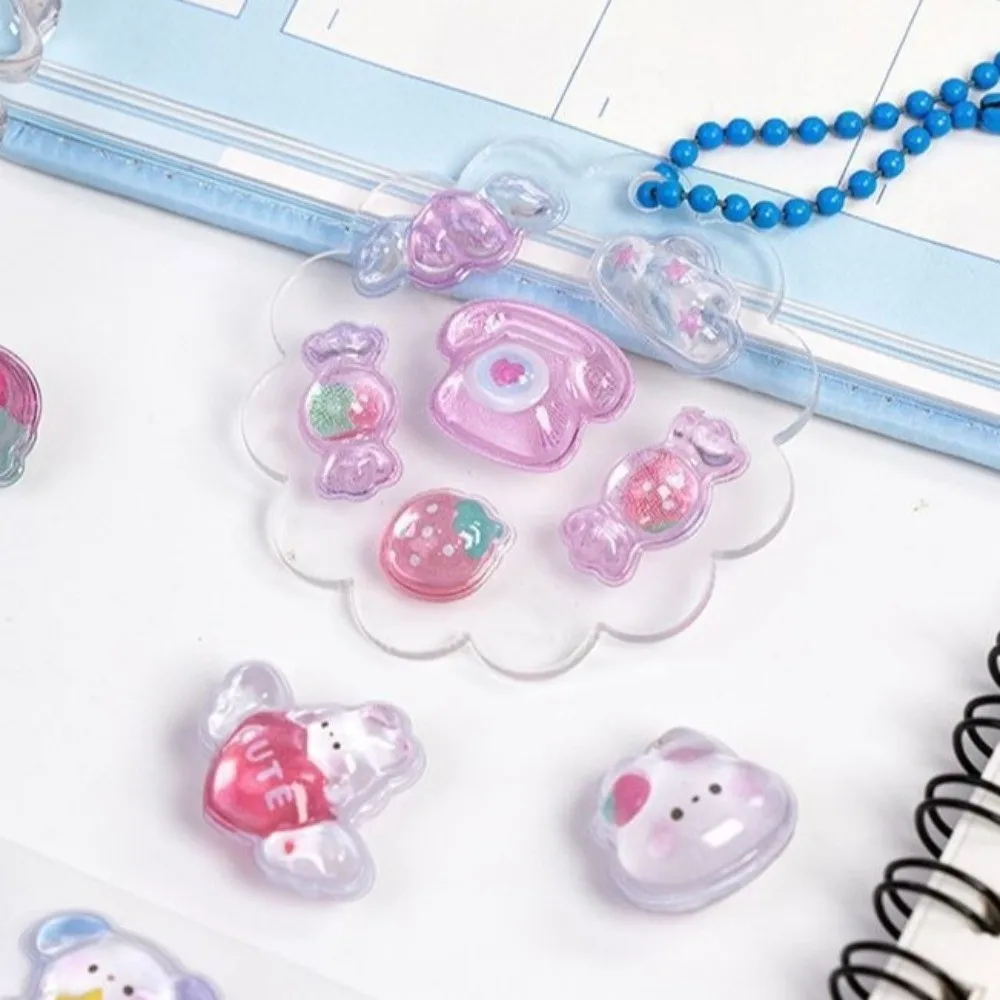 6Sheets/Pack Gifts 3D Cartoon Relief Sticker Diary Stationery Sticker DIY Crystal Jelly Patch Puppy Cat Phone Case Decorate