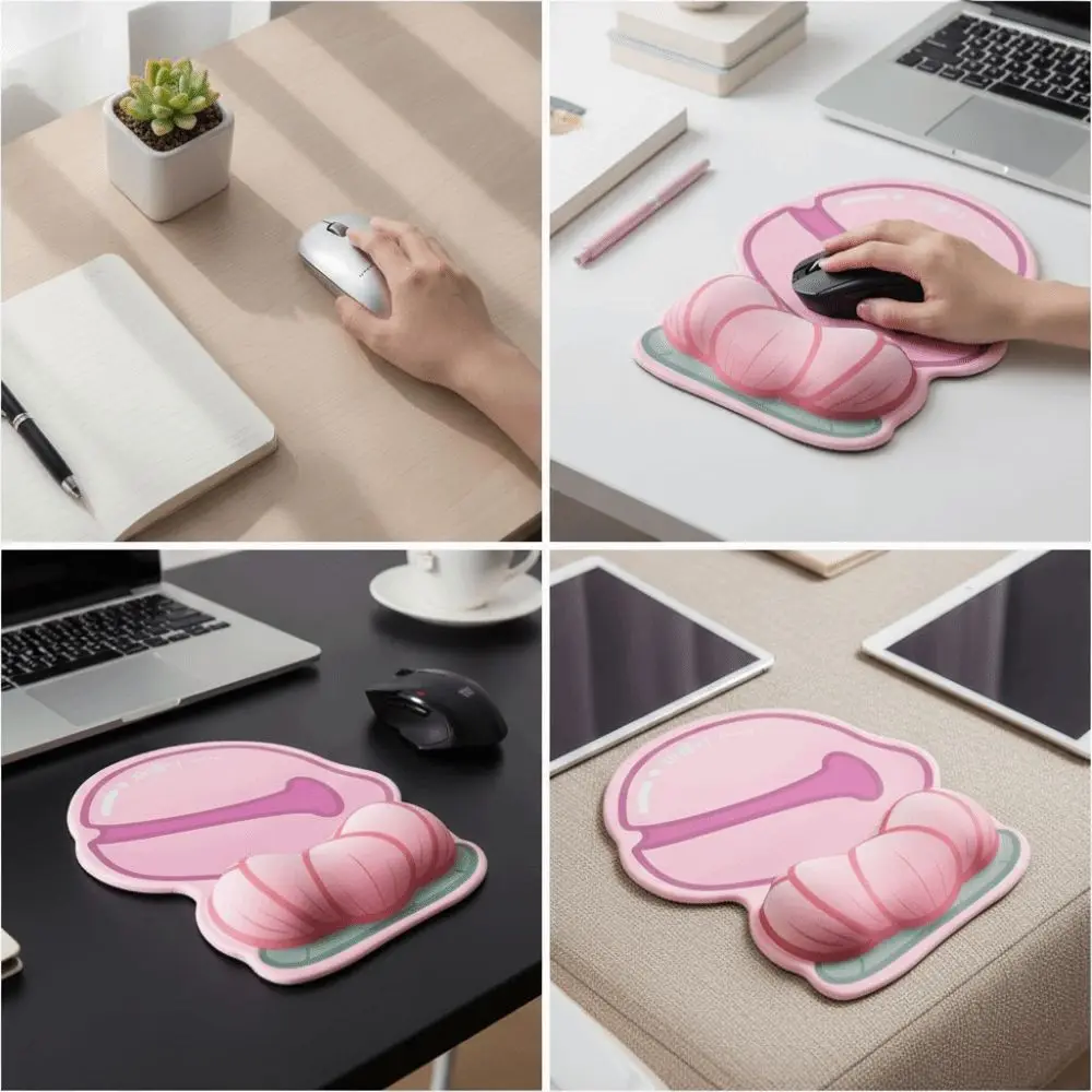 Silicone Material Wrist Rest Mouse Pad Large Size Non-Slip Keyboard Pad Cute Pattern Lightweight Design Ergonomic Keyboard Pad