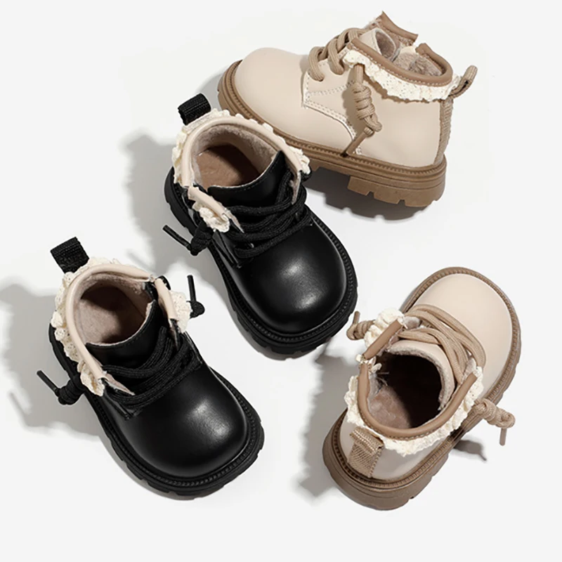 

Новинка 2025 года, зимние детские сапоги для девочек, теплые противоскользящие детские полусапожки на флисовой подкладке, хлопковая обувь на мягкой подошве для малышей от 1 до 4 лет