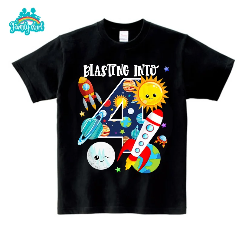 Alien Planet Family Matching Clothes Outfits Kids Tshirt Astronaut Birthday Shirt Custom Space Party Boys Clothing Outfit Summer