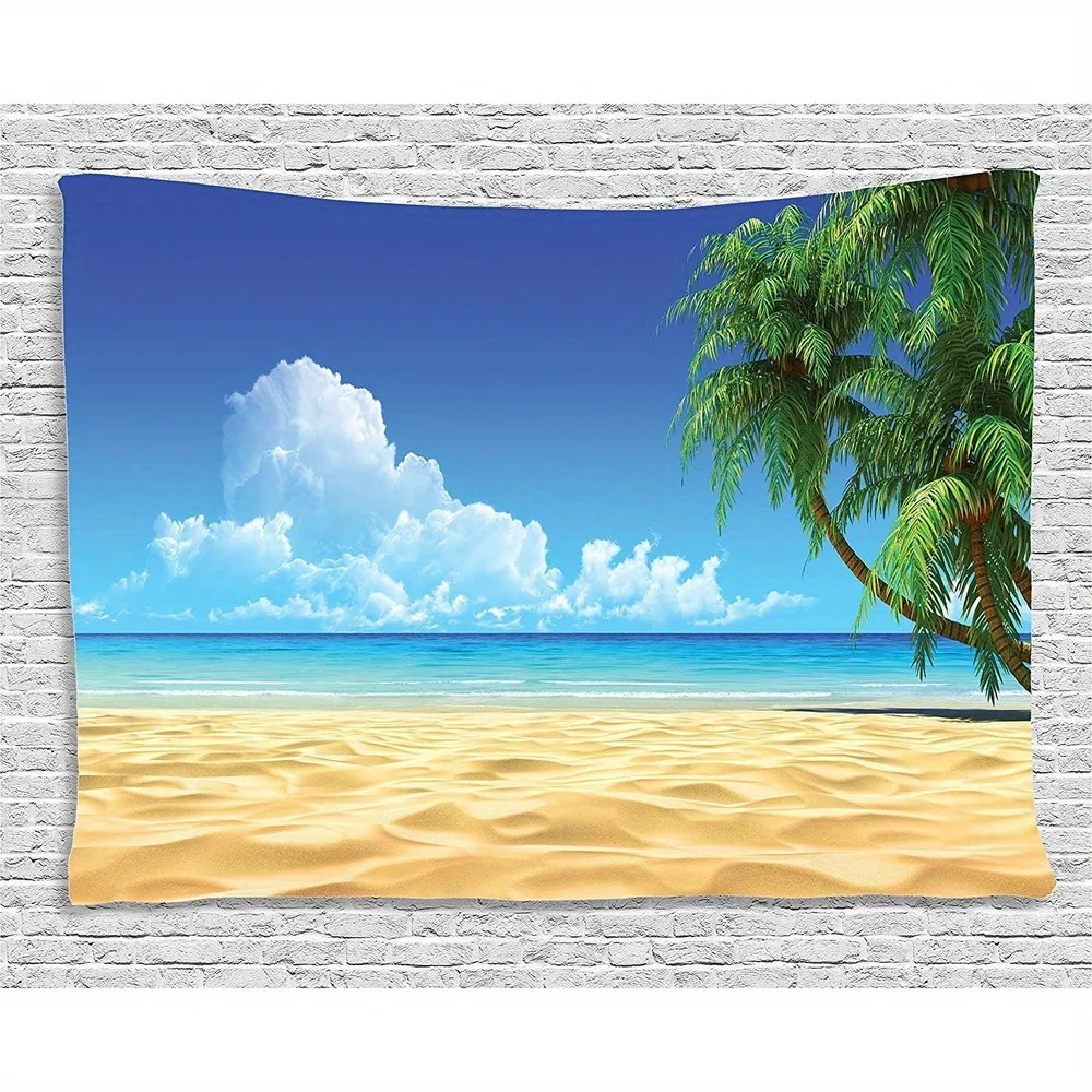 Tapisserie BeachParadise tropicale – Art mural côtier séène et vibromel pour salon et chambre à coucher, déclaration de décoration avec vue sur l'océan magnifique