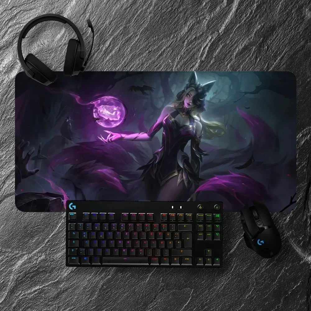 Bantalan Mouse anti selip, bantalan Mouse Pad besar anti selip, matras Gaming, bantalan tulis Keyboard untuk LOL Ahri