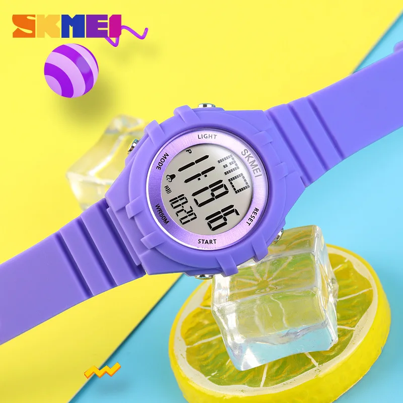 Fashion Skmei Multi-Functional Children's Electronic Watch Colorful LED Backlight Sports Watch Silicone Student Watch