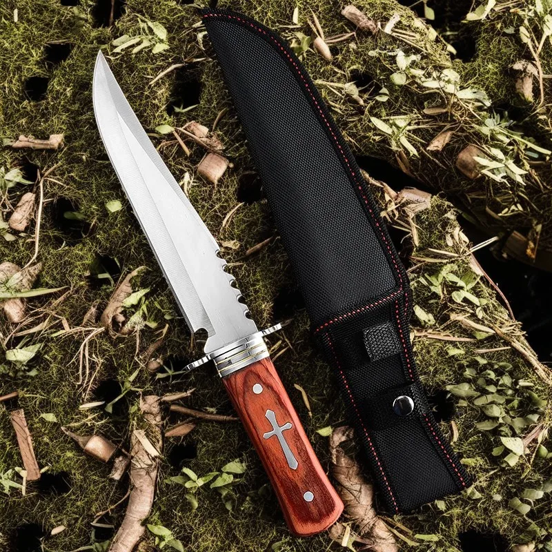 Outdoor Camping Hiking Hunting Knives Portable Multifunctional Stainless Steel Fruit Knife Meat Cleaver Knife With Sheath