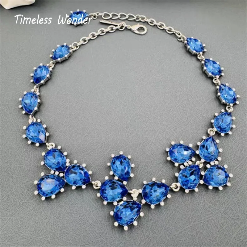 Timeless Wonder Fancy Crystal Geo Floral Necklaces for Women Designer Jewelry Vintage Luxury Brand Runway Sweet Gift Top 7562