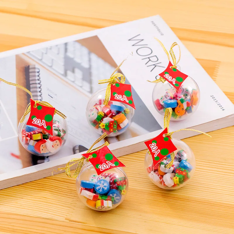 20PCS Christmas ball eraser student Christmas prize gifts stationery accessories