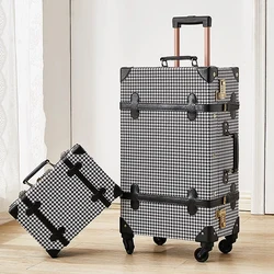 Ensemble de bagages à roulettes vintage en PU pour hommes et femmes, haute qualité, 20 