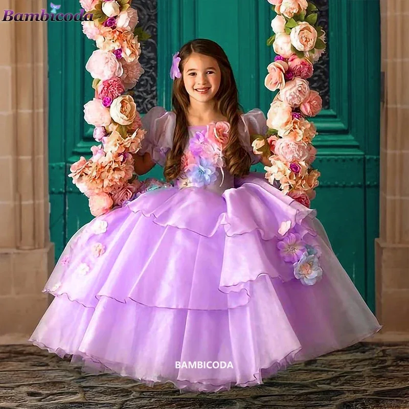 Girls Charm Costume Madrigal Isabela Cosplay Dress For Kids Fancy Carnival Birthday Party Outfits Halloween Princess Dress