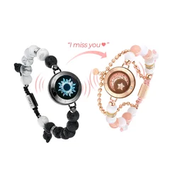 TOTWOO Long Distance Touch Bracelets for Couples, Vibration & Light up Gifts for Girlfriend Bluetooth Pairing Jewelry