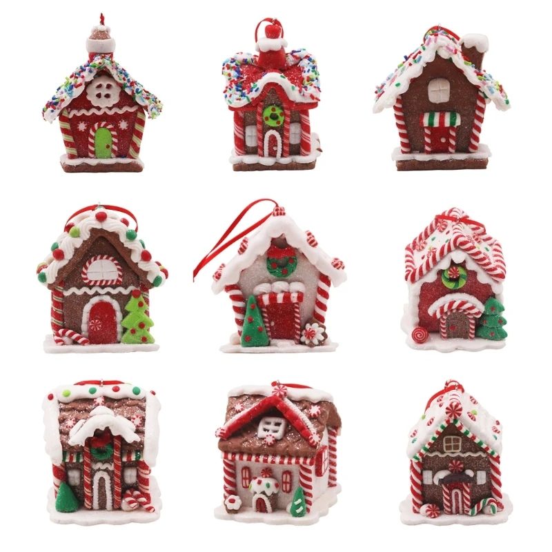 

FestiveGingerbread House Hanging Ornament PVC Clay Christmas Decoration for House Festival Holiday Decorations Dropship