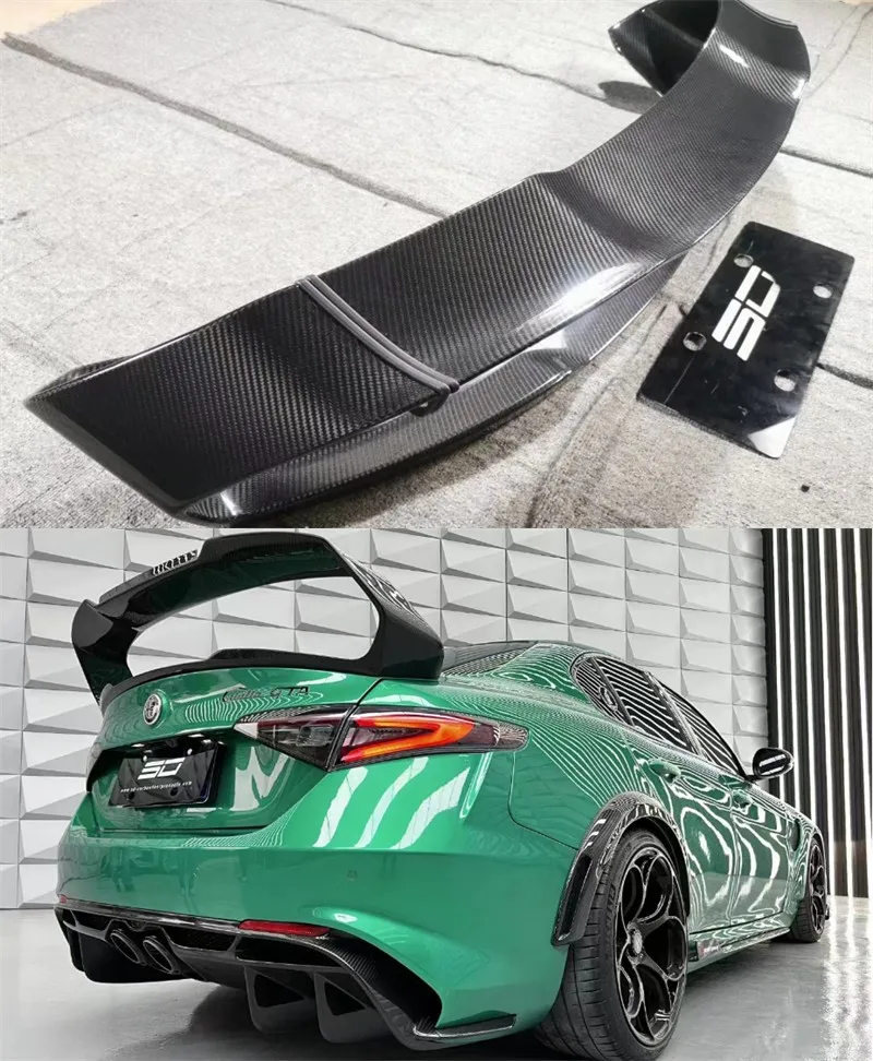 For Alfa Romeo Giulia GTA Style High Quality Real Dry Carbon Fiber Car Rear Wing Trunk Lip Spoiler Middle Lift Is Adjustable