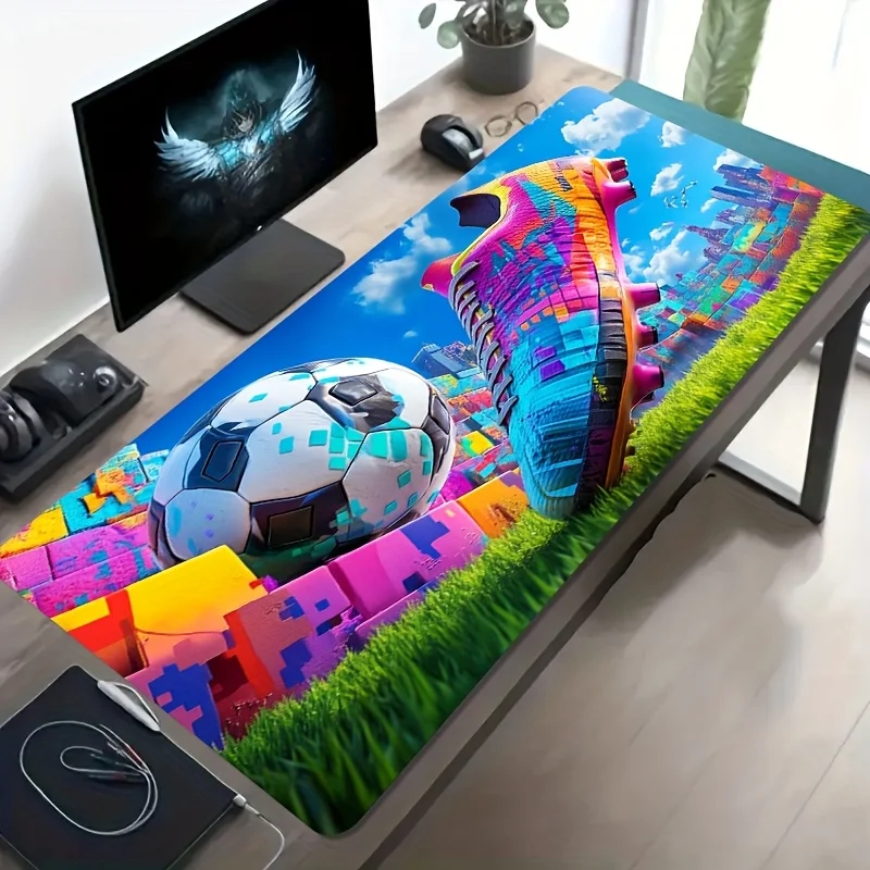 

1pc Soccer Cleats Ball XXL Mouse Pad, Sports Action Desk Mat, Non-Slip Rubber Base, Gaming Office