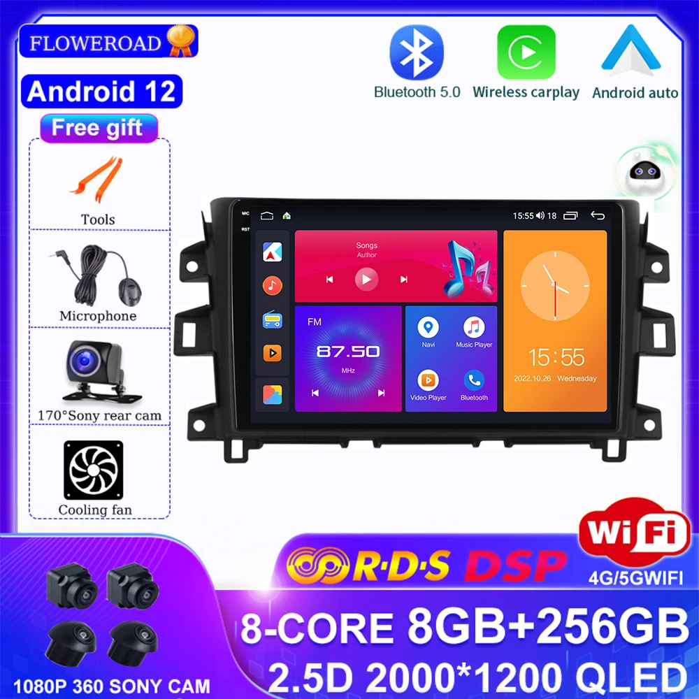 

AI Voice ndroid 12 256G For Nissan Navara NP300 2011-2016 Car Radio Multimedia Player Navigation GPS carplay auto Android auto