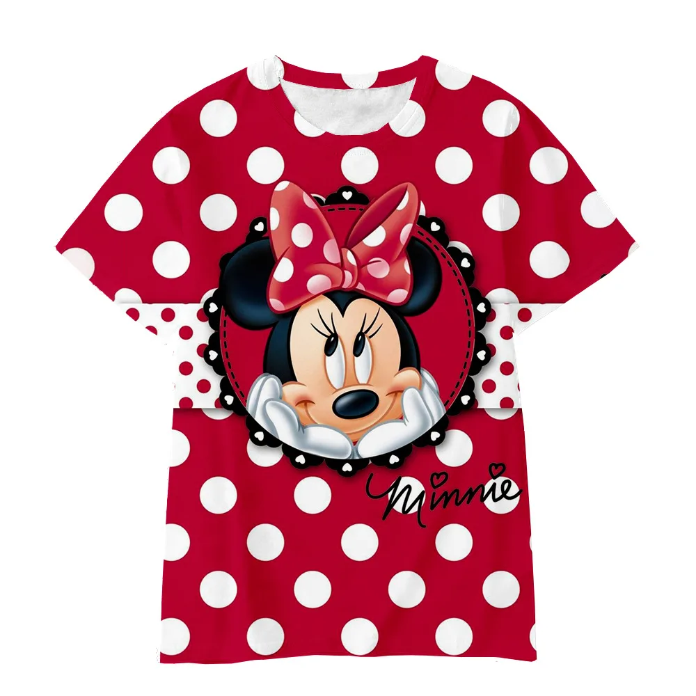 

MINISO Kids Short Sleeve Tshirt Minnie Mouse Print Children Top GirlsBirthday TShirts Boys Cartoon Casual O-Neck Shirt for Child