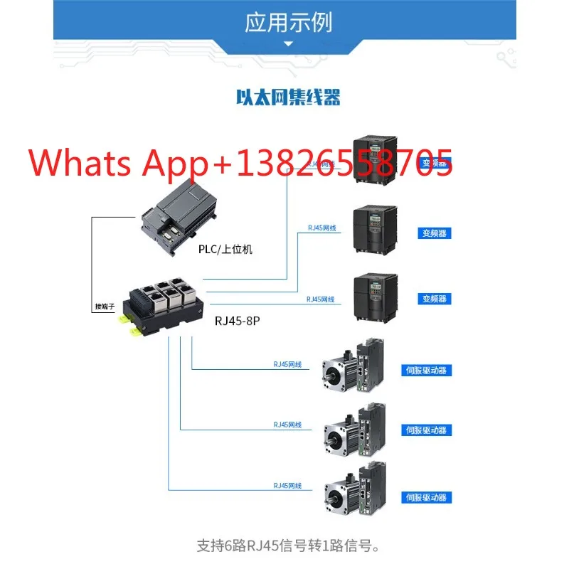 RJ45 Ethernet port to 485 terminal block 8pin terminal block crystal head shunt hub 23456 hole