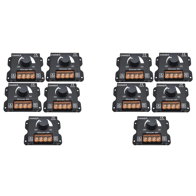 

A33T-10PCS DC 12 В 24 В светодиодный диммер 30A регулятор напряжения регулируемый контроллер для светодиодных лент с затемнением диммеры
