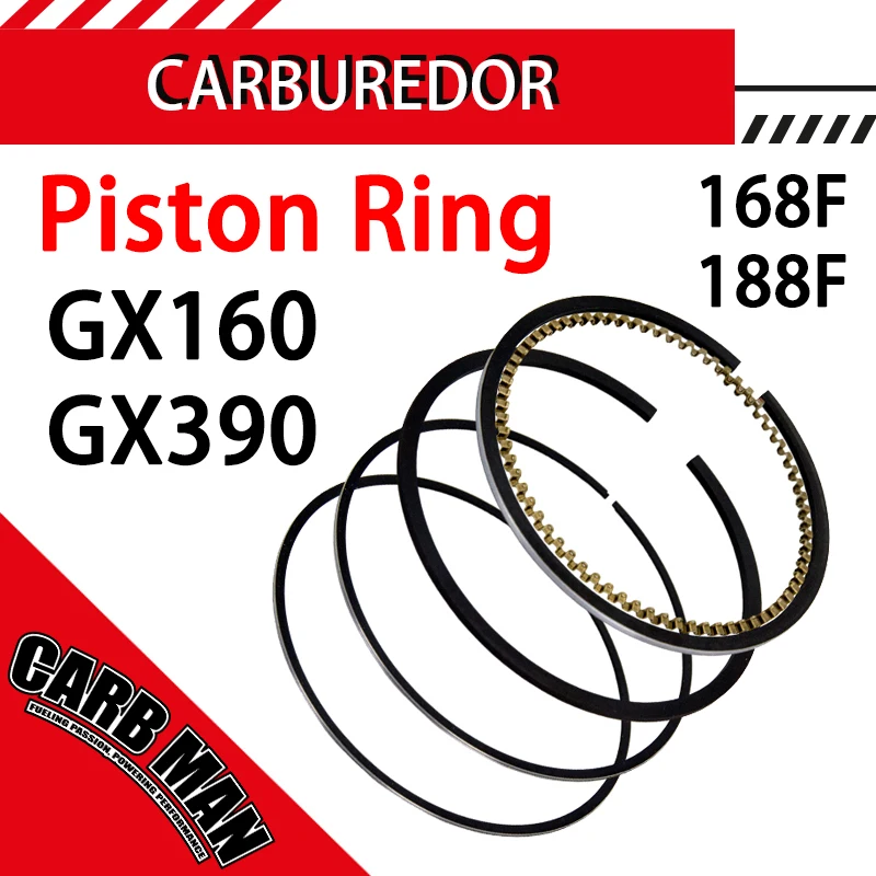 

Lawn Mower Generator Piston Ring For 168F 170F GX140 GX160 GX200 5.5HP 6.5HP GX340 GX 390 188F 190F 11HP 13HP 4 Stroke Engine