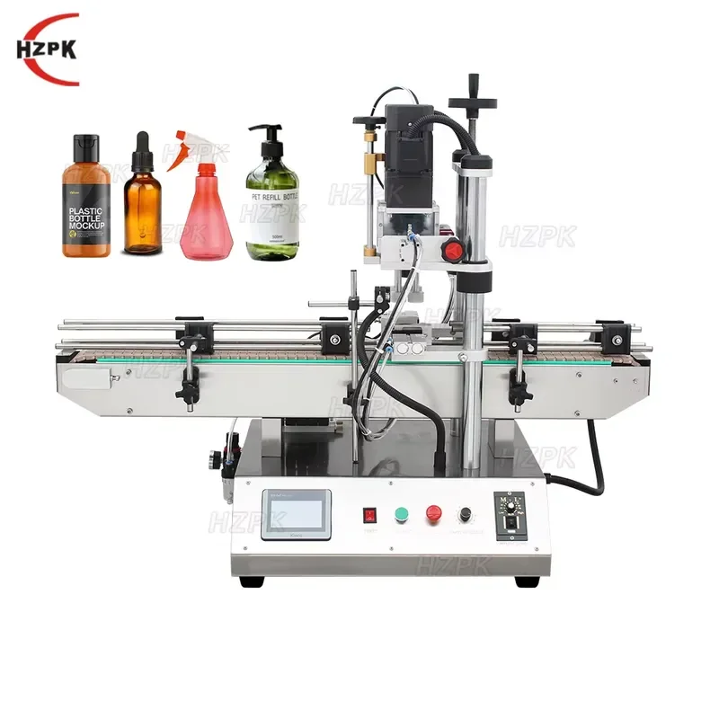 2026 CE HZPK Table Screw Automatic Pet Capper Machine Bottle Capping Machine Wheels for Pet Plastic Bottles with Triggers
