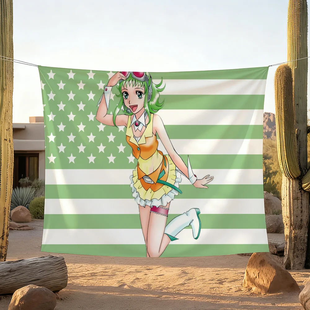 アニメ-v-vocaloid-megpoid-gumi-アメリカ国旗キャンプパーティーピクニックスタジオブース背景壁インテリア装飾バナー