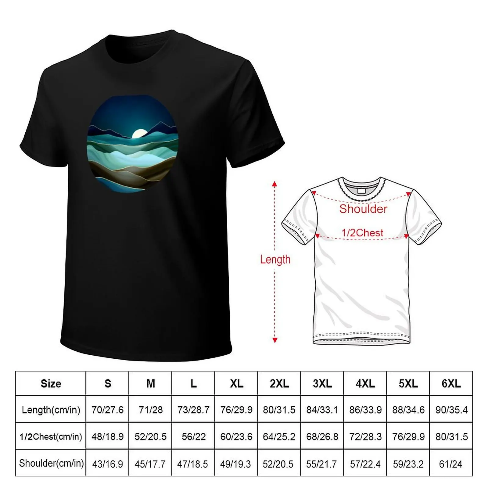 Moonlit Vista T-Shirt Holiday Casual Short Sleeve Top