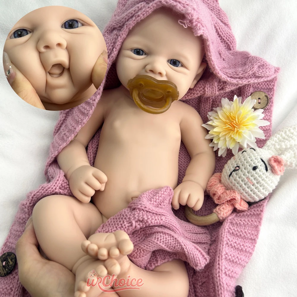 

48cm Flexible Vivienne Realistic Silicone Reborn Baby Girl Can Use Pacifiers Weighted Art Doll Gift for Dementia Patients