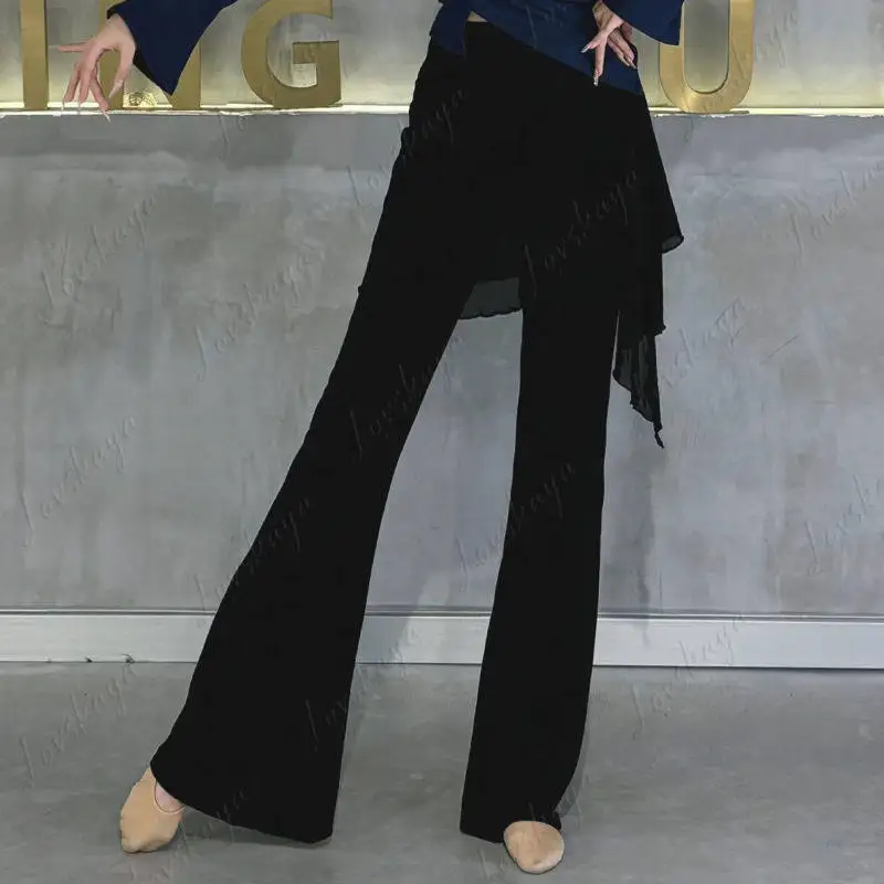 Dance Pants, Micro-flared Pants, Women's Ass Curtain Covering Buttocks, Fake Two-piece Culottes, Classical Dance