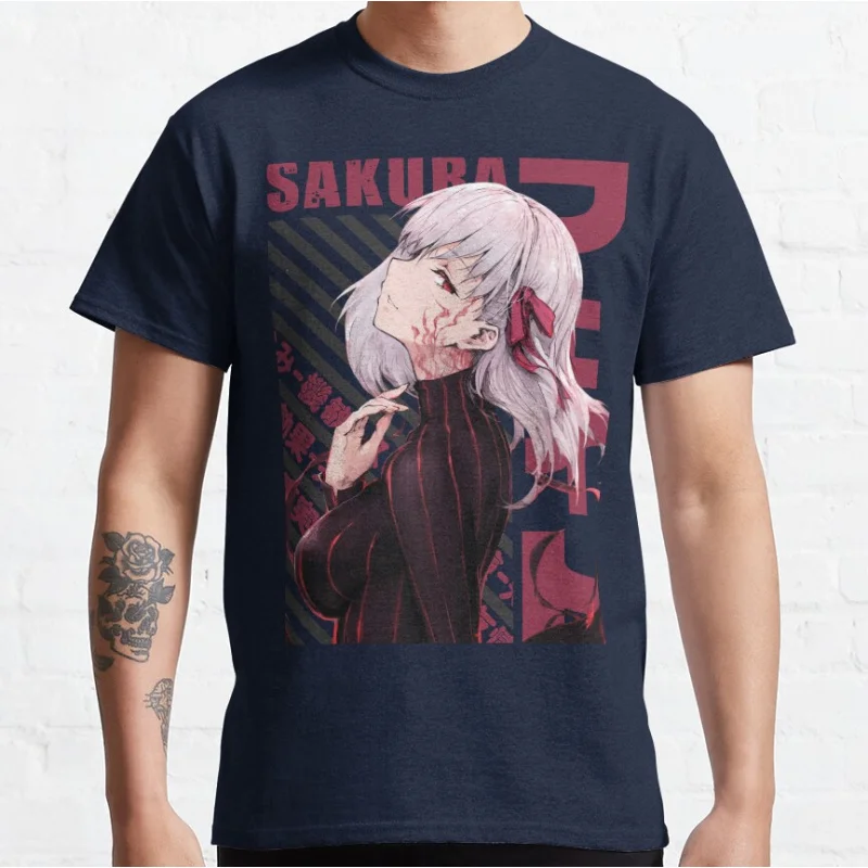 لطيف أنيمي ساكورا kawaii لعبة فيديو مصير البقاء ليلة قصيرة الأكمام Crewneck تي شيرت للرجال حجم كبير الكبار بلايز S-6xl