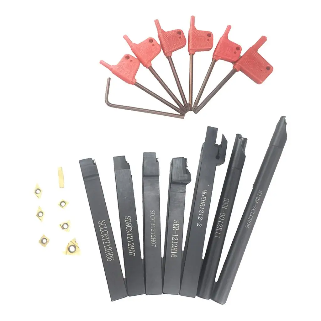 

Lathe Tool Set Black Carbide Alloy Turning Tool Holder 7 Pieces Kit for Precision Cutting and Finishing