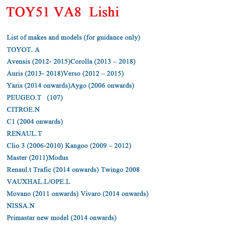أدوات إصلاح LISHI 2 IN 1 NE72 VA2T HU136 TOY51 RenaultV.2 لباب السيارة الأوتوماتيكي مفتوح لـ NISSA.N لـ Citroe.n لبيجو.T #5