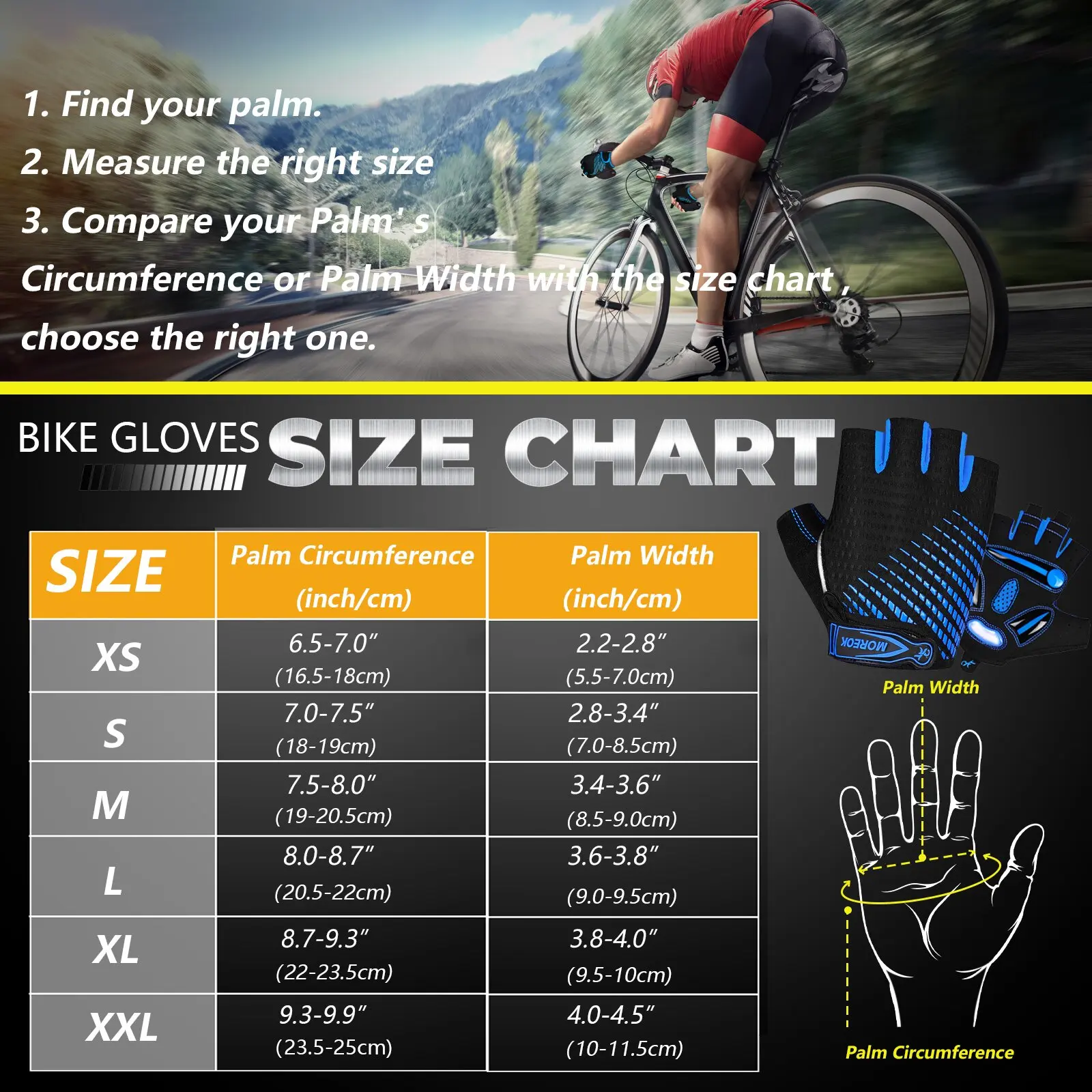 MOREOK Cycling Gloves 5MM Gel Shock-absorbing Bike Gloves Half Finger Breathable MTB Mountain Road Bike Bicycle Biking Gloves