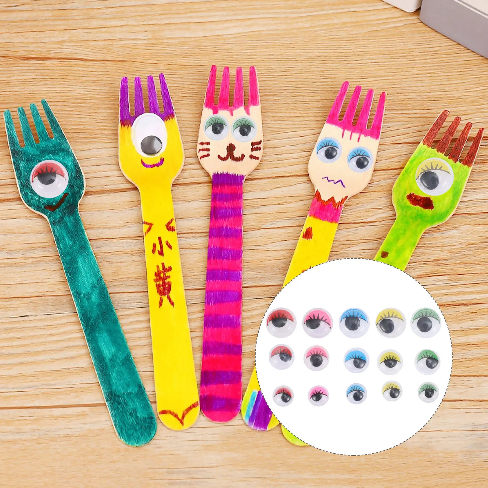 

2 Bags Stickers Eye Handmade Crafts Eyes Decals Toy Eyeball Self Adhesive Wiggle for