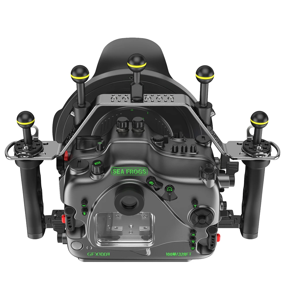 Seafrogs terno quente profissional 100m habitação da câmera à prova dwaterproof água liga de alumínio caso da câmera para fuji gfx100ii caso subaquático
