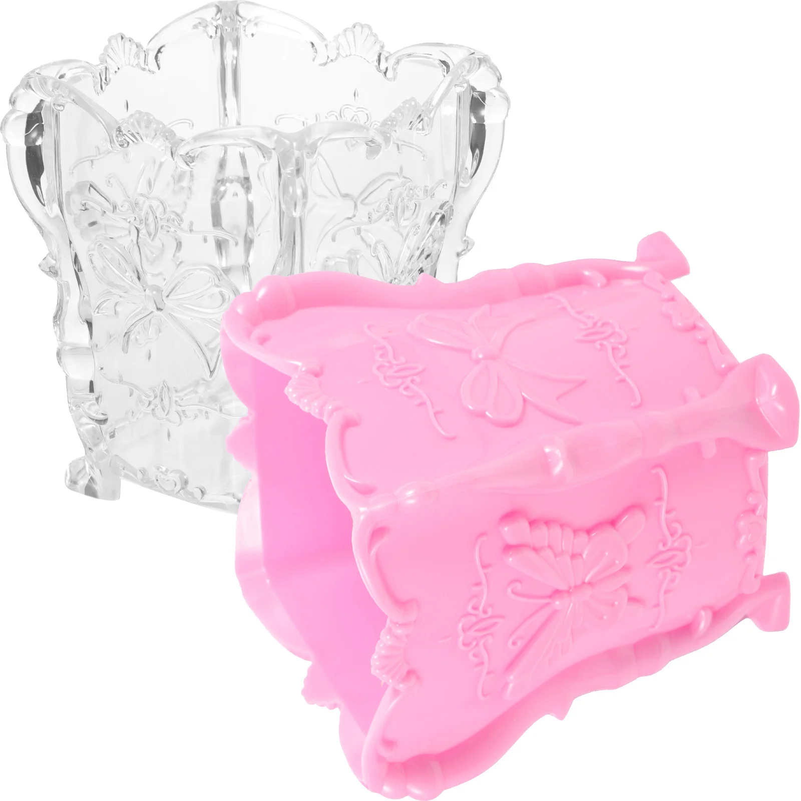 

2Pcs Makeup Brush Holder Organizer Transparent Brush Storage Pen Holder Desktop Container for Office Study Room Makeup