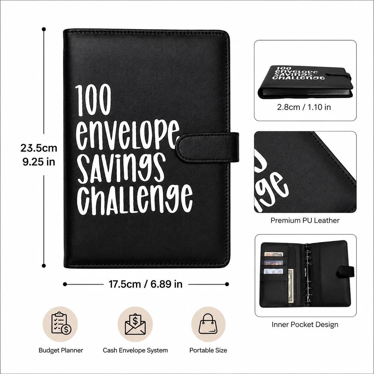 100 Envelope Savings Challenge Binder – Budget Planner, Money Organizer & Savings Tracker Notebook - view 6