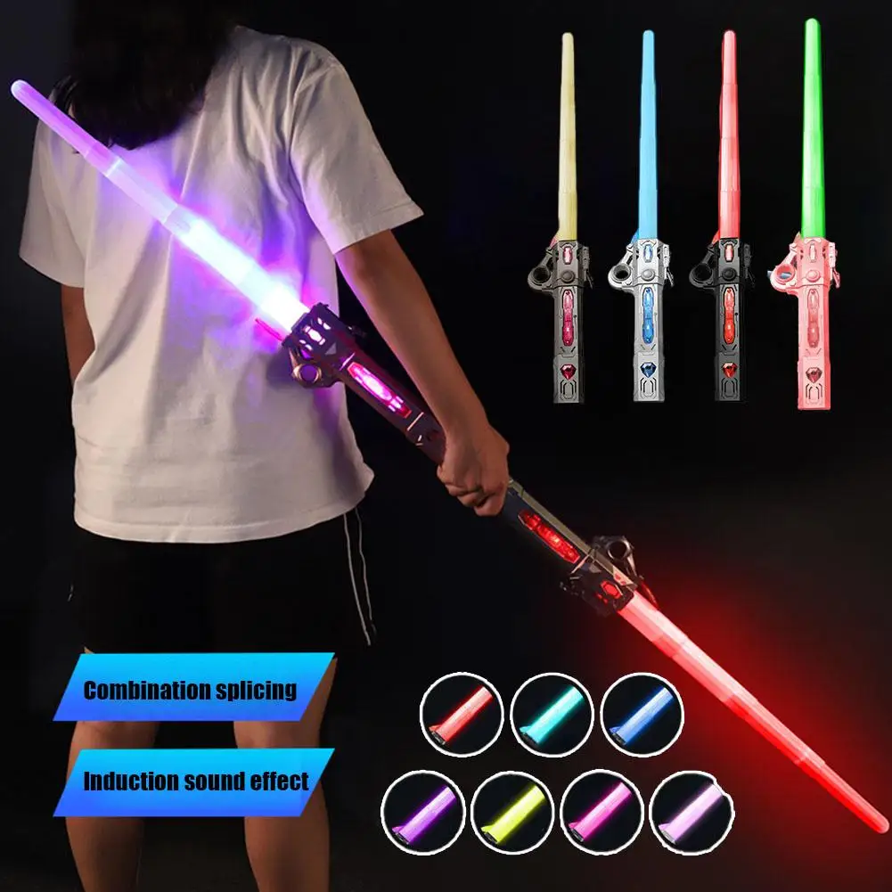 2in1 Retractable Lightsaber Finger Rotating Laser Sword Seven Colour Flash Children Combat Toy Add Party Performance Atmosphere