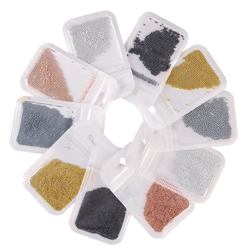 10g Metallic Caviar Micro Beads for Nail Art in 0.6-2.0mm Size, for Creative DIY Nail Decoration