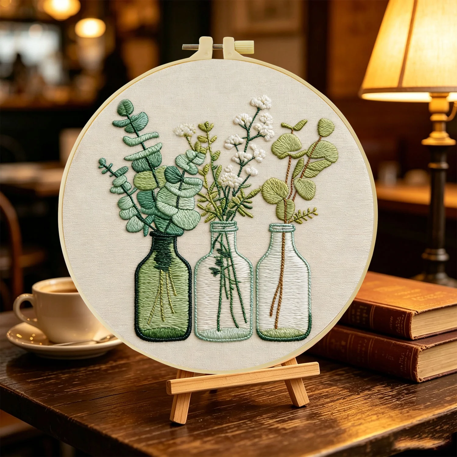 1Set Window Green Plants Bird Nest Diy Embroidery Kit For Beginner Embroide Starter Kit Cross Stitch Art Gift Needlework Craft