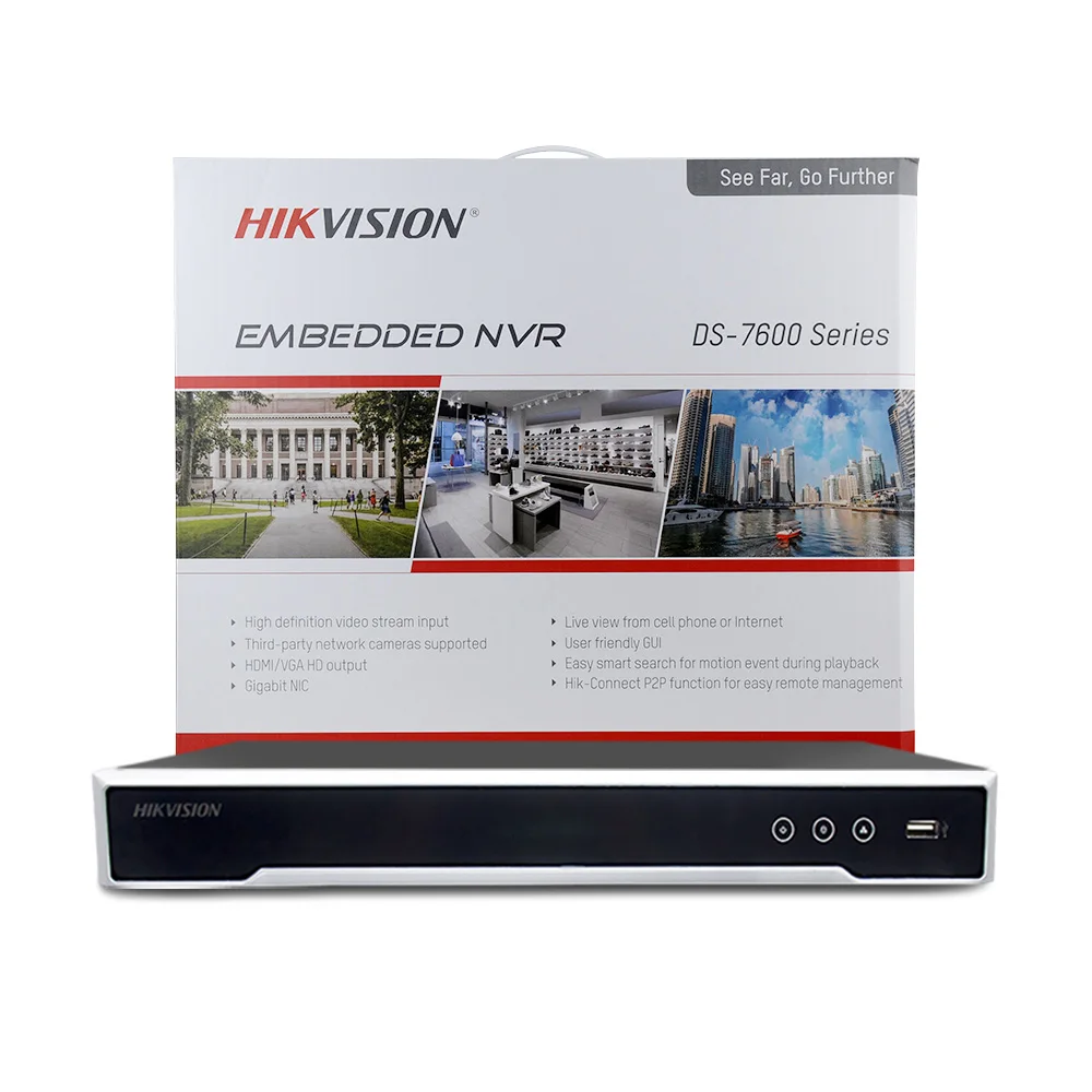 Hikvision Original NVR 8-ch 1U DS-7608NI-K2/8P 8 Port PoE 2 SATA Plug & Play Network Video Recorder Support Third-party Cameras