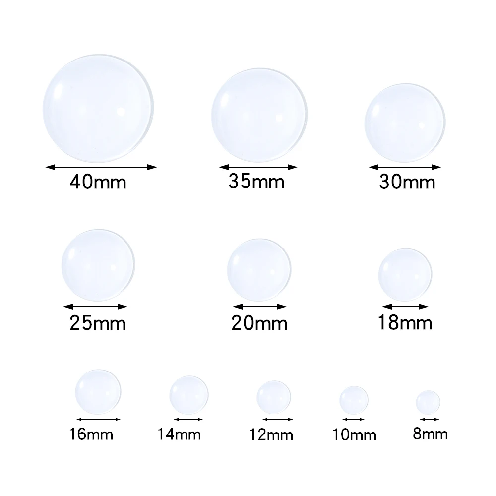 2-50Pcs Round Flat Back Glass Cabochon 6 8 12 20 25mm Transparent Clear Crystal Cabochon Cameo For Jewelry Making Diy Supplies