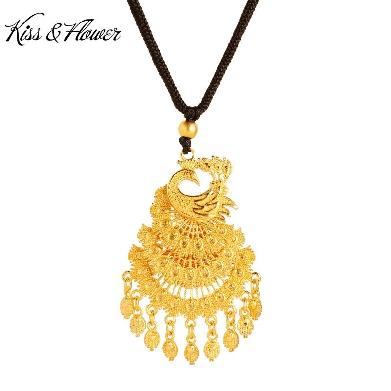 

KISS&FLOWER Gold Vintage Peacock Necklace Pendant For Women Wedding Party Birthday Christmas Bride Mother Girl Lady Gifts PD144